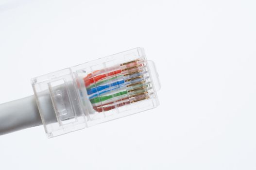 an image of computer network cable on white background