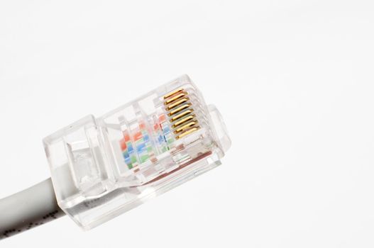 an image of computer network cable on white background