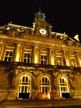 European hotel at night