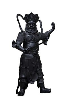 Chinese god statue in chinese temple on white background