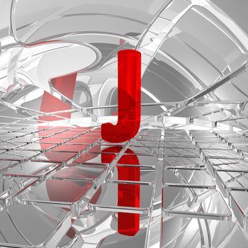 red uppercase letter j in futuristic space - 3d illustration