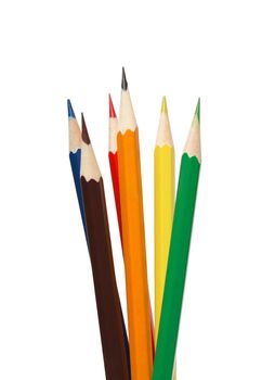 Set of color pencils isolated on white background