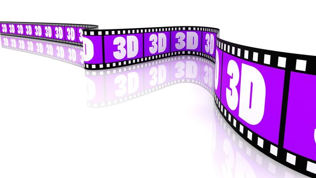 3D Segment color film with word 3d