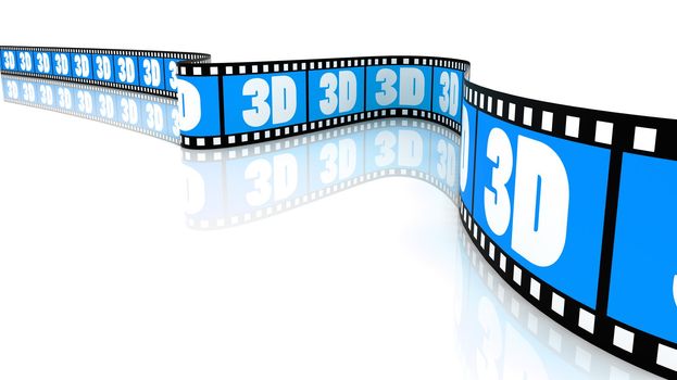 3D Segment color film with word 3d