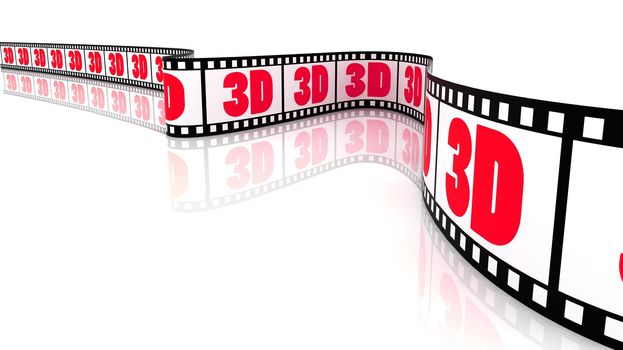 3D Segment color film with word 3d