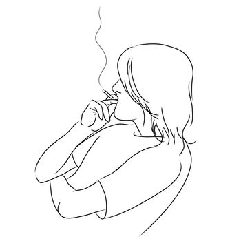 Drawing a young man with a cigarette, black lines