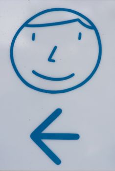 blue gentleman toilet sign