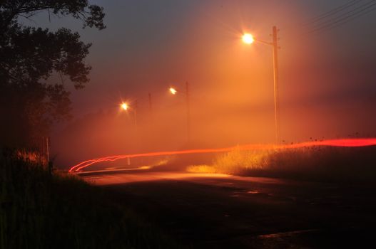 road at night with beautiful light