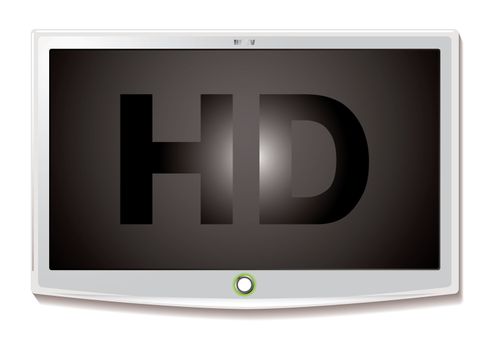 Modern LCD screen with HD text and white bevel and shadow