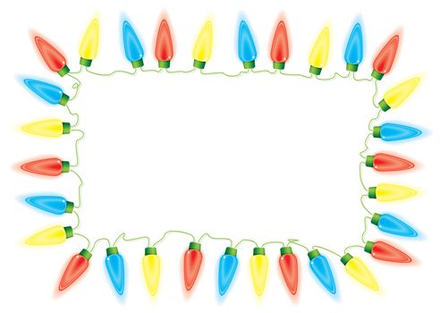 Bright fairy lights border or frame for christmas with copy space