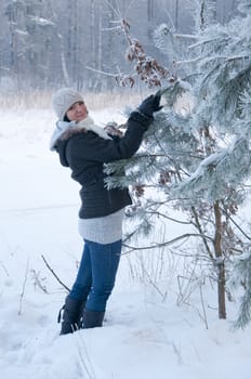 An image of girl enjoying winter walk