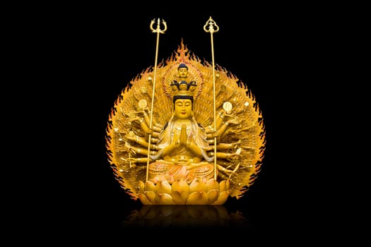 The images of Guanyin on black  background