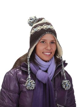 Portrait of a beautiful young woman with winter hat.