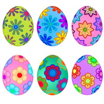 Colorful Easter Eggs with Floral Design Illustration