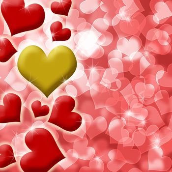 Happy Valentines Day Heart of Gold Blurred Defocused Background Illustration