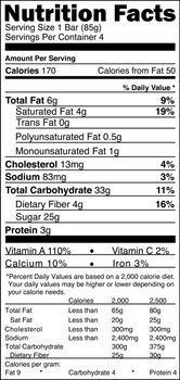 Close up of a nutritional label on an isolated white background.