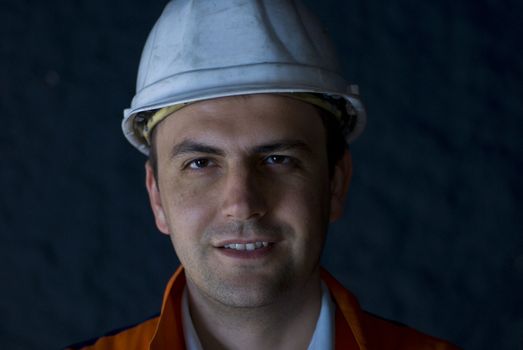 Smiling miner portrait stock photo