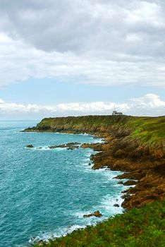 Landscape of rocky Atlantic coast in Brittany, France