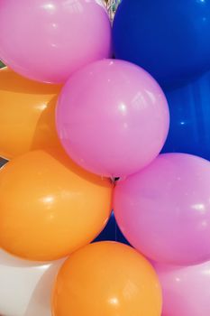 Multi-coloured balloons close up