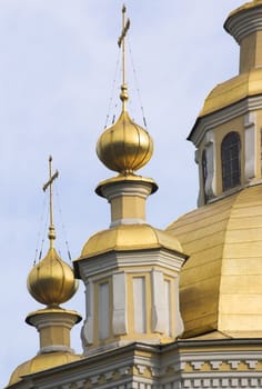 Fragments of domes of church close up