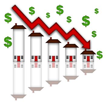 Real Estate Home Values Going Down Graph Chart White Background