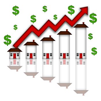 Real Estate Home Values Going Up Graph Chart White Background