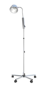 Adjustable metal mobile medical stand lamp, 3d illustration, isolated against a white background