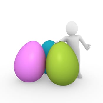 3d, human, easter, egg, pink, green, blue, holiday