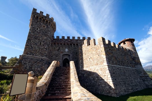 The entrance to a stone castle