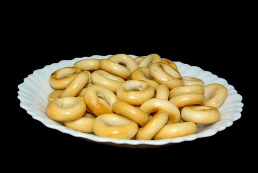 Dryings of a donut form russian meal - bread-rings on black