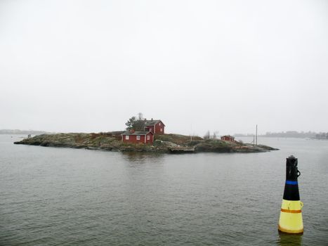 Fishermen's houses on rocky the island