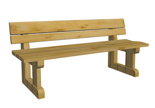 Wooden park or outdoor bench, 3d illustration, isolated against a white background