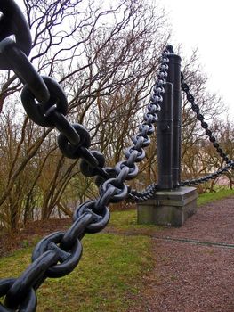 Ancient fence made of chain