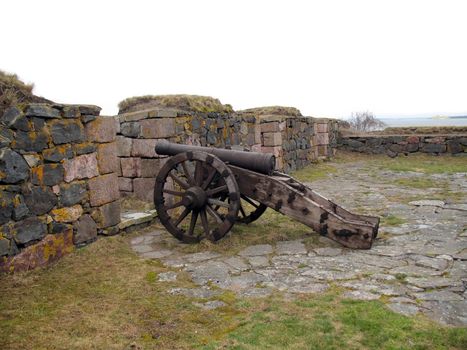 Ancient cannon in island fort Sveaborg Finland