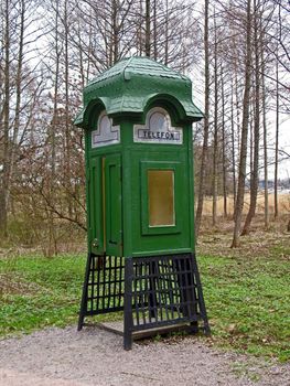 Old call-box in park in Helsinki Finland