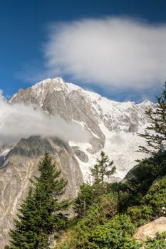 summer view of  Mont Blanc massif from Mont Chetif, Courmayeur, Italy. Image slightly processed with hdr technique