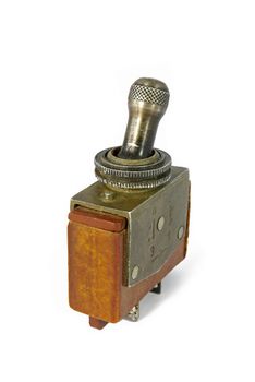 Old sovjet military toggle switch isolated on white backgrounde