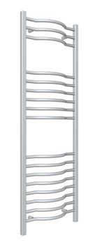 Standing shining chrome towel holder rack and rails, isolated against a white background