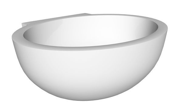 Modern egg-shaped washbasin or sink, isolated against a white background.