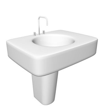 Modern washbasin or sink with faucet and plumbing fixtures hidden, isolated against a white background.
