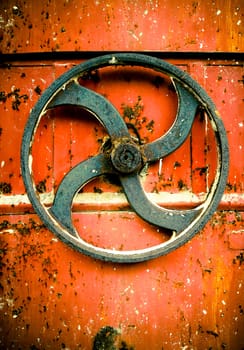 rusty on metal wheel steering