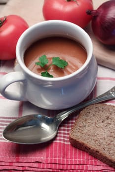 bowl of homemade  tomato cream  soup