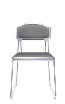 Modern simple gray metallic chair, isolated against a white background.