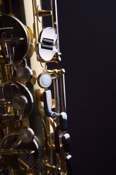 Saxophone photographed in low light