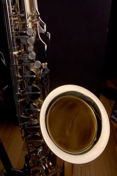 Saxophone photographed in low light