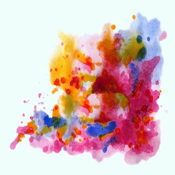 Abstract background, watercolor, beautiful hand painted on a paper. Red, yellow, blue, violet