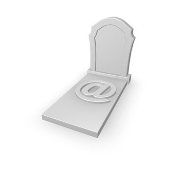 gravestone with email symbol on white background - 3d illustration