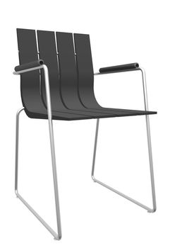 Modern black striped office chair, isolated against a white background.