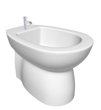 Round bidet design for bathrooms. Type of sink intended for washing the genitalia, inner buttocks, and anus. 3D illustration, isolated against a white background.