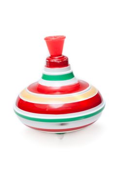 Plastic nursery whirligig astir spins on white background